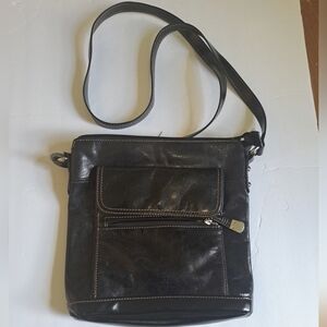 Black Messenger Bag with Adjustable Strap and Smooth Finish